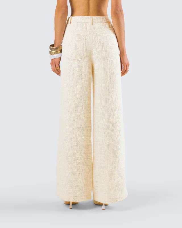 Havanah Ivory Tweed Mid Rise Pant