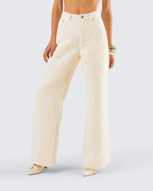 Havanah Ivory Tweed Mid Rise Pant