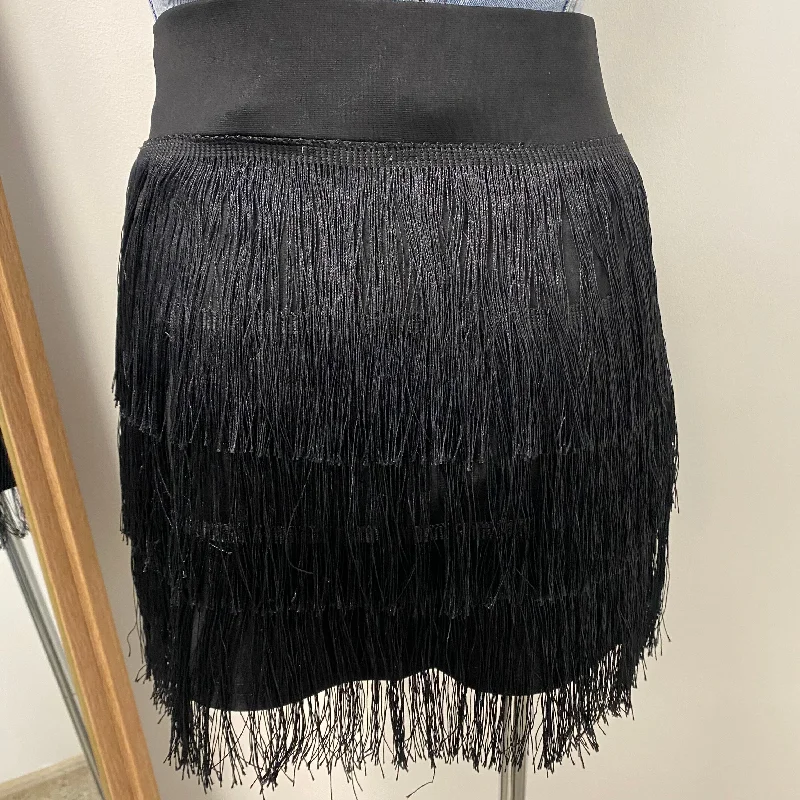 Kathy Fringe Skirt -Black