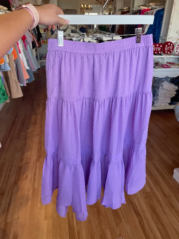 Purple Tiered Midi Skirt