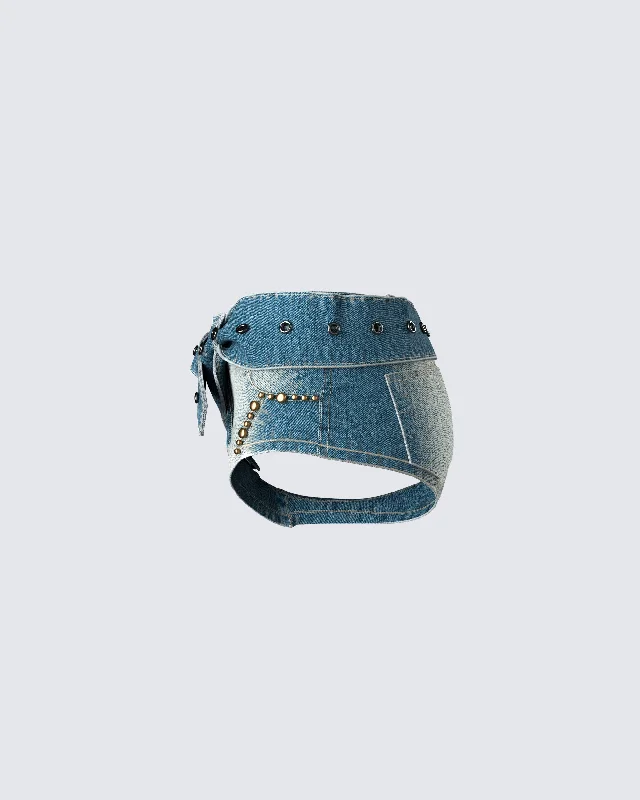 Sol Blue Belted Mini Denim Short