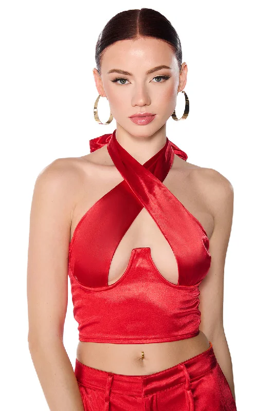 ASTRA CROSS FRONT BRALETTE IN RED