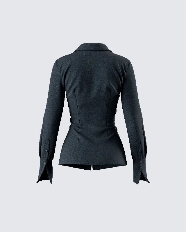 Avyanna Black Fitted Shirt