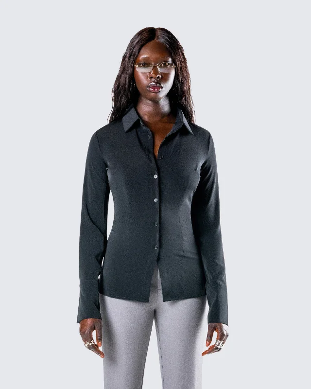 Avyanna Black Fitted Shirt