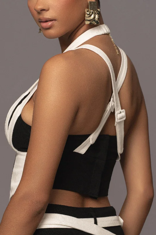 Black/Ivory Renewal Linen Bustier