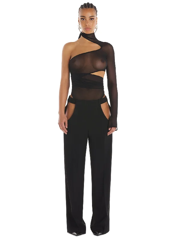 black mesh wrapped bodysuit