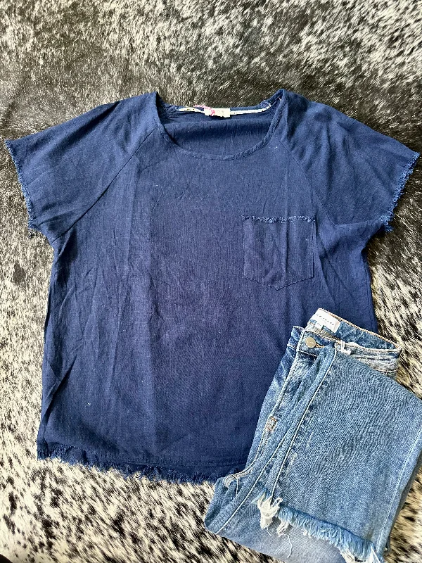 Raw Edge Top - Navy