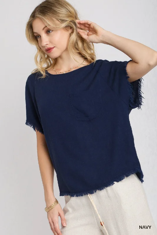 Raw Edge Top - Navy