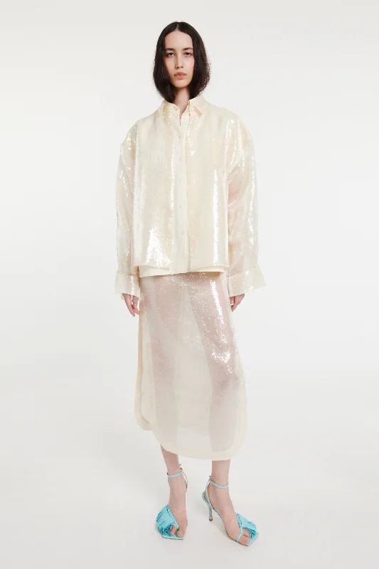 Sequined Double Trompe-l’oeil Shirt Ivory