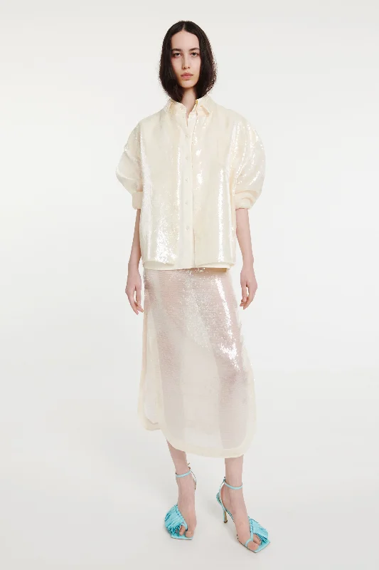 Sequined Double Trompe-l’oeil Shirt Ivory