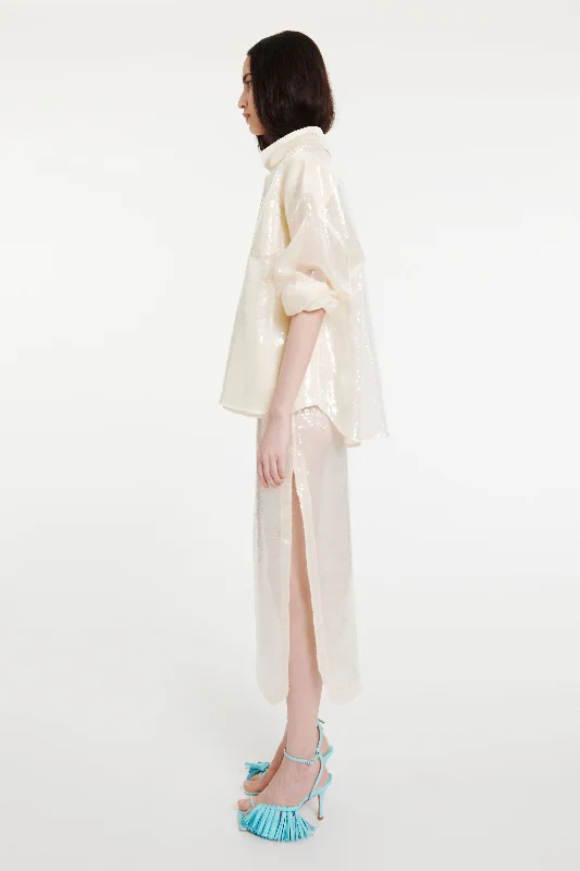 Sequined Double Trompe-l’oeil Shirt Ivory