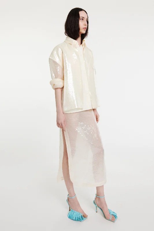 Sequined Double Trompe-l’oeil Shirt Ivory