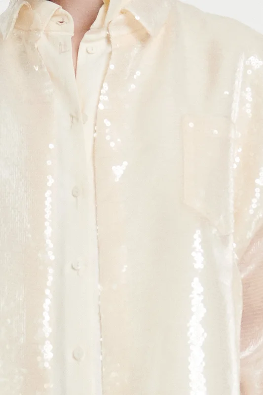 Sequined Double Trompe-l’oeil Shirt Ivory