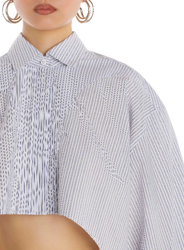 white pinstripe asymmetric shirt