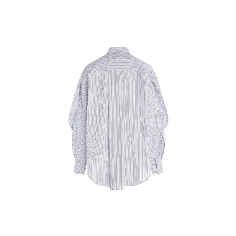 white pinstripe asymmetric shirt