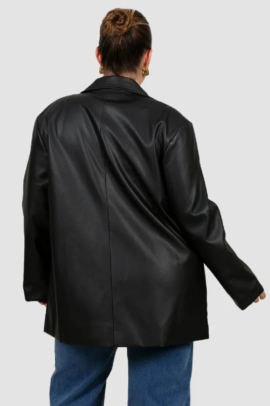 XANDER PU LEATHER JACKET BLACK