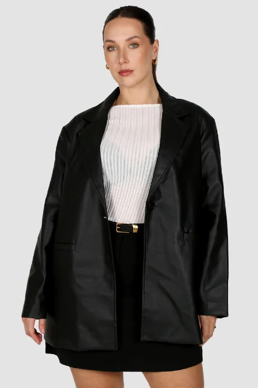 XANDER PU LEATHER JACKET BLACK