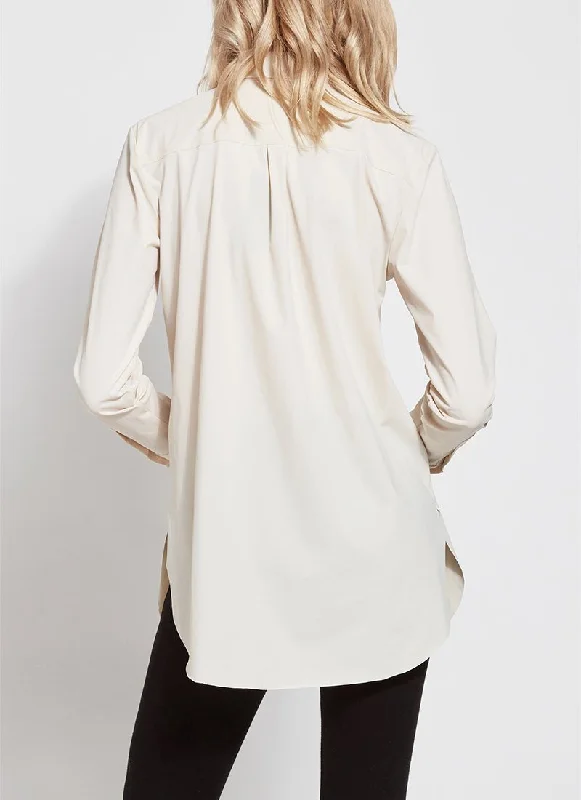 Online Exclusive | Lysse Schiffer Button Down Dress Shirt in Oyster (Ivory)