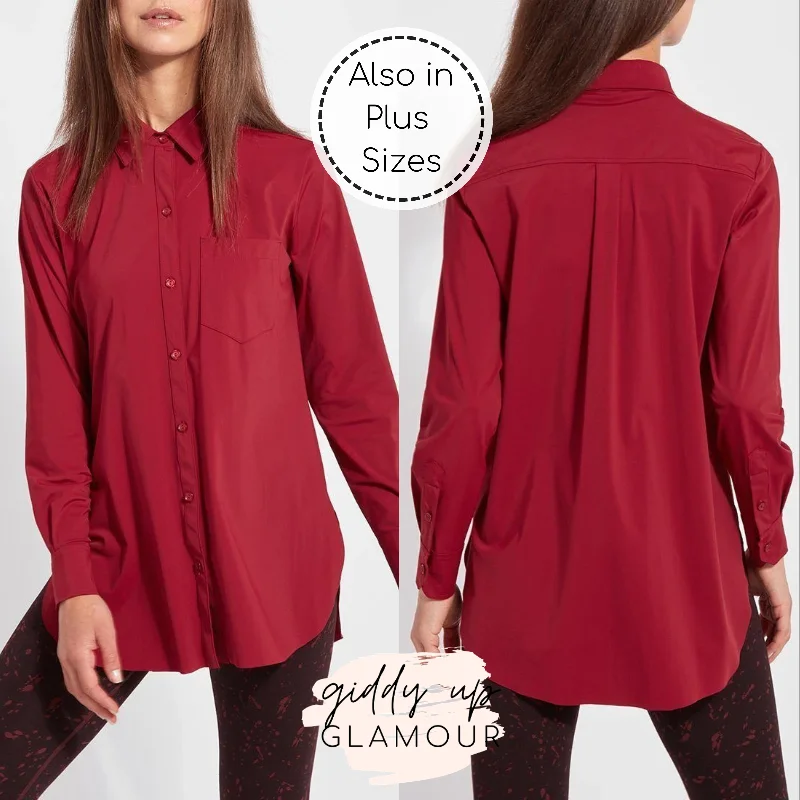 Lysse Schiffer Button Down Dress Shirt in Ruby Red