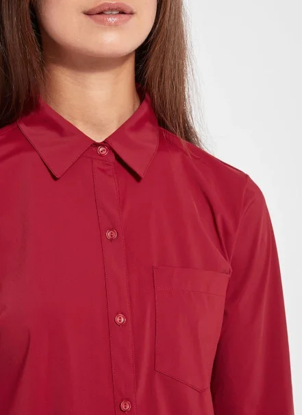 Lysse Schiffer Button Down Dress Shirt in Ruby Red