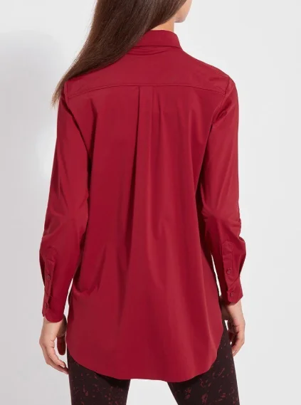 Lysse Schiffer Button Down Dress Shirt in Ruby Red