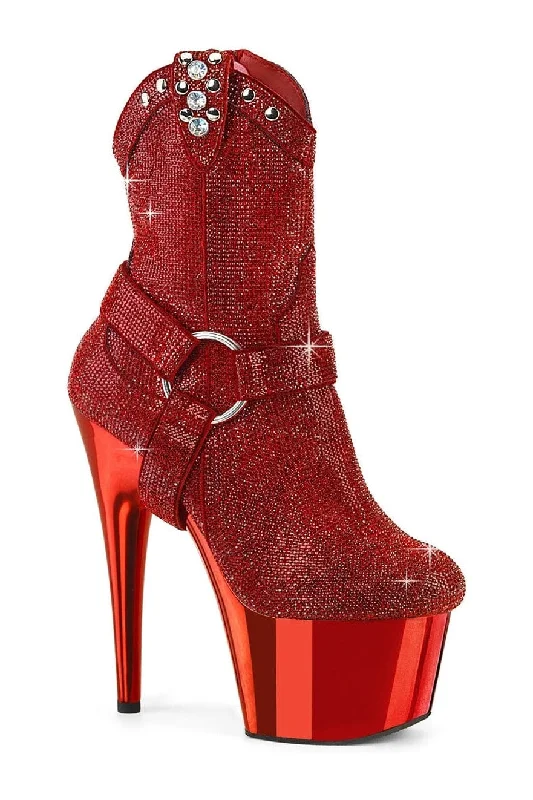 ADORE-1029CHRS Red Faux Suede Ankle Boot