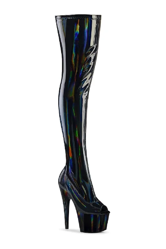 ADORE-3011HWR Black Hologram Thigh Boot