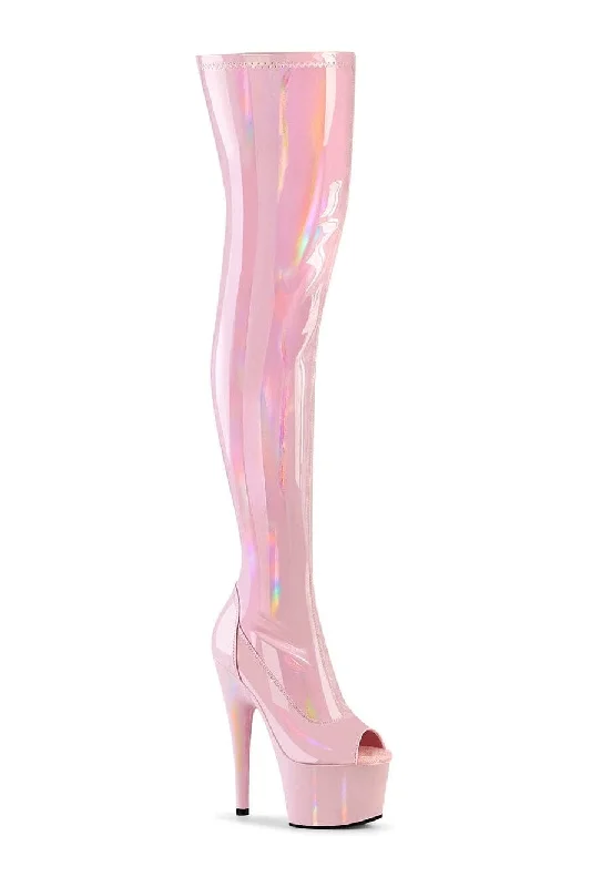 ADORE-3011HWR Pink Hologram Thigh Boot