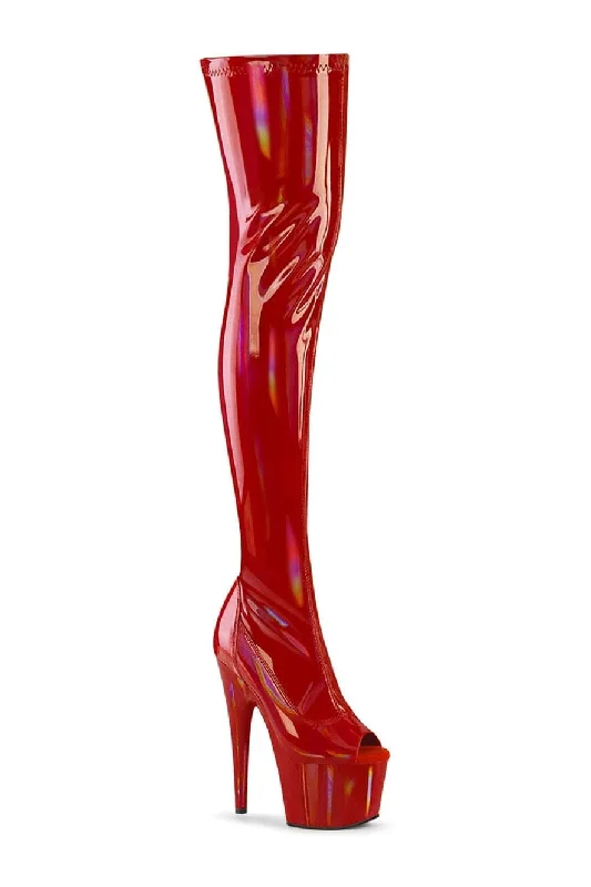 ADORE-3011HWR Red Hologram Thigh Boot