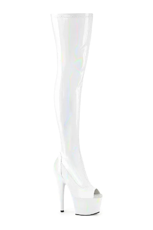 ADORE-3011HWR White Hologram Thigh Boot