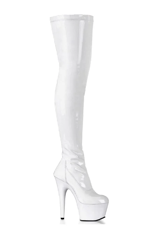 ADORE-3000 White Patent Thigh Boot