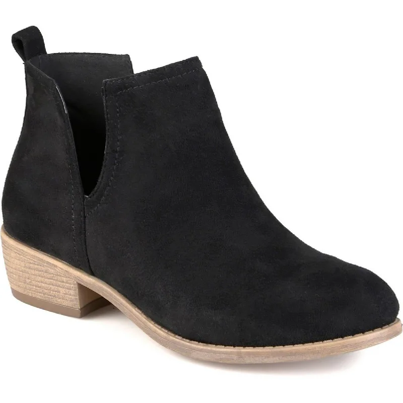 Womens Faux Suede Side Slit Ankle Boots