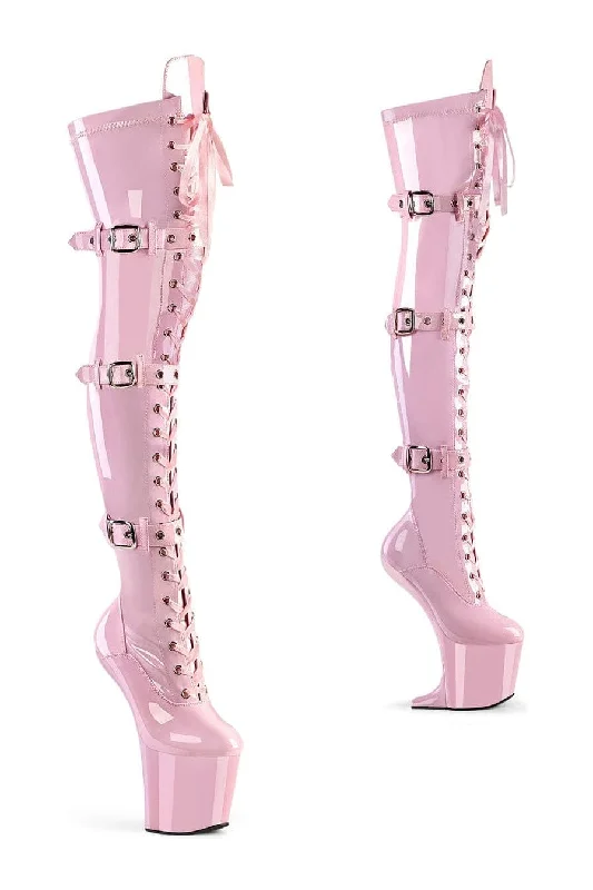 CRAZE-3028 Pink Patent Thigh Boot