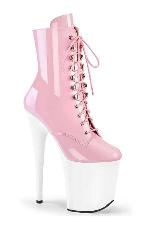 FLAMINGO-1020 Pink Patent Ankle Boot