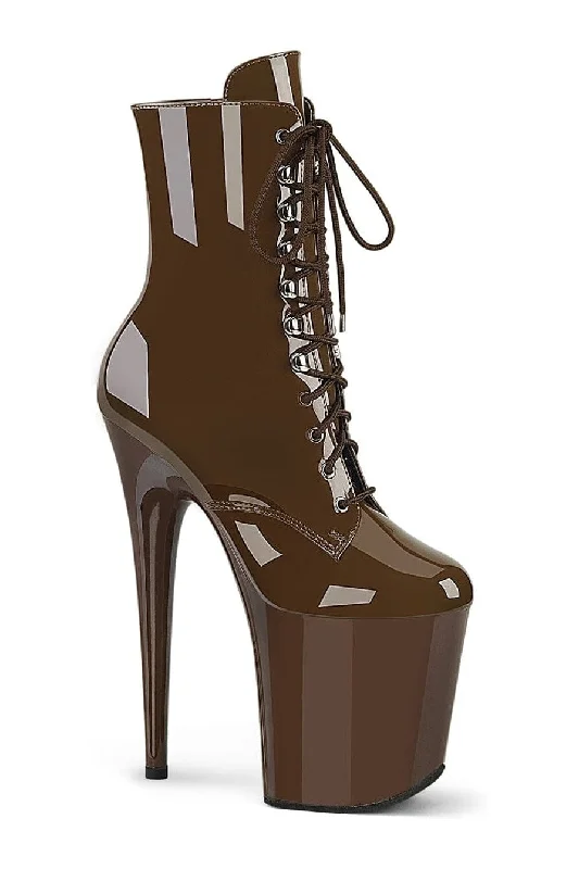 FLAMINGO-1020 Brown Patent Ankle Boot