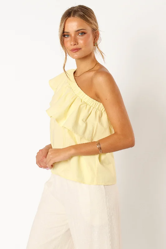 Avi One Shoulder Top - Lemon