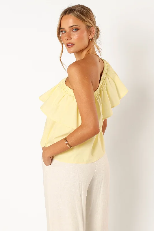 Avi One Shoulder Top - Lemon