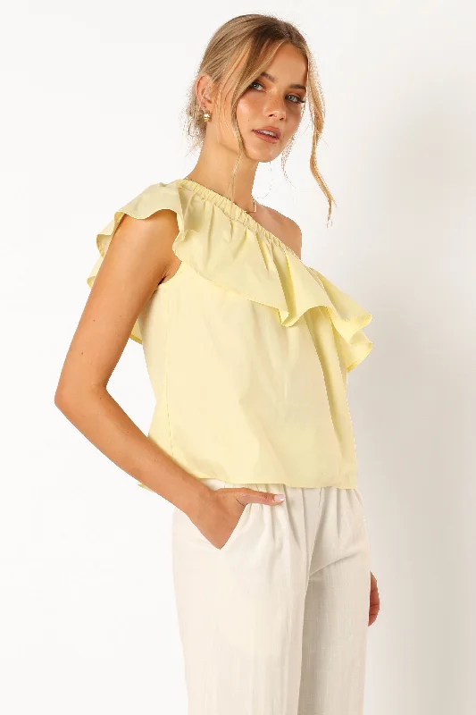 Avi One Shoulder Top - Lemon