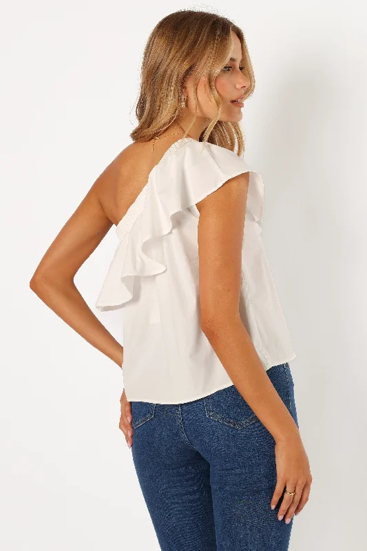 Avi One Shoulder Top - White