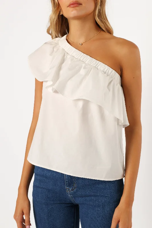 Avi One Shoulder Top - White