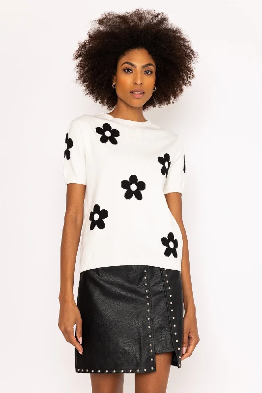 Black & White Floral Knit Top