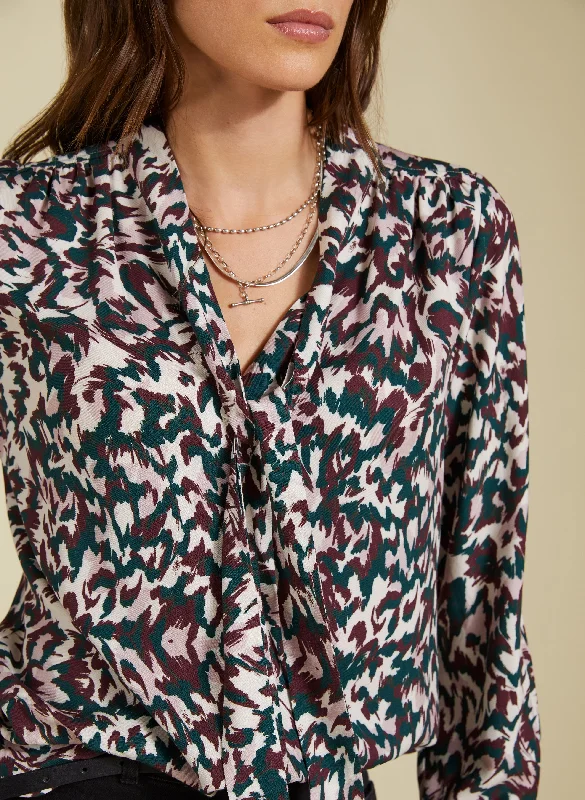 Effie Printed Tie Neck Blouse