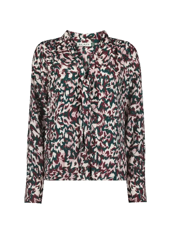 Effie Printed Tie Neck Blouse