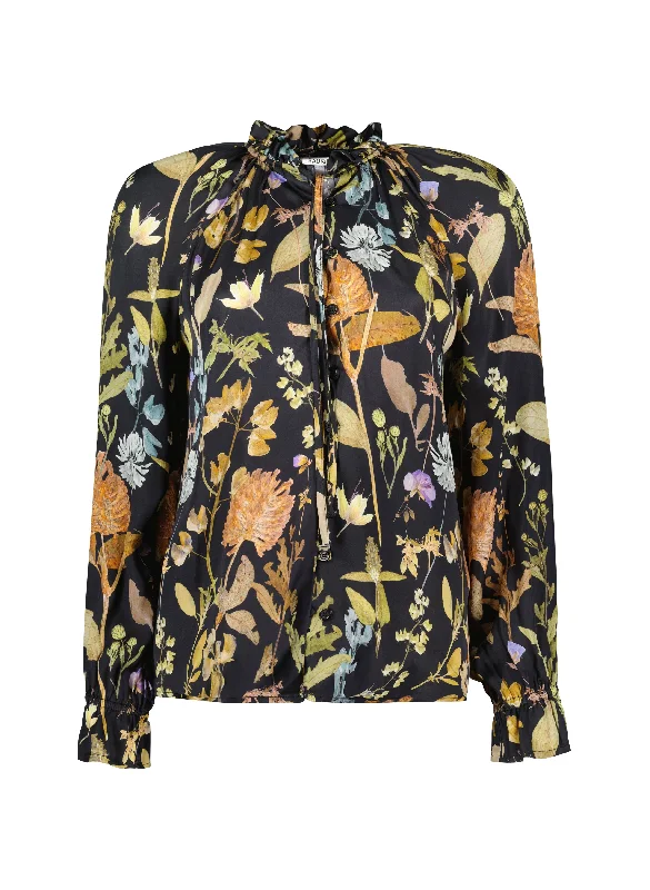 Jasmine Printed Tie Neck Satin Blouse