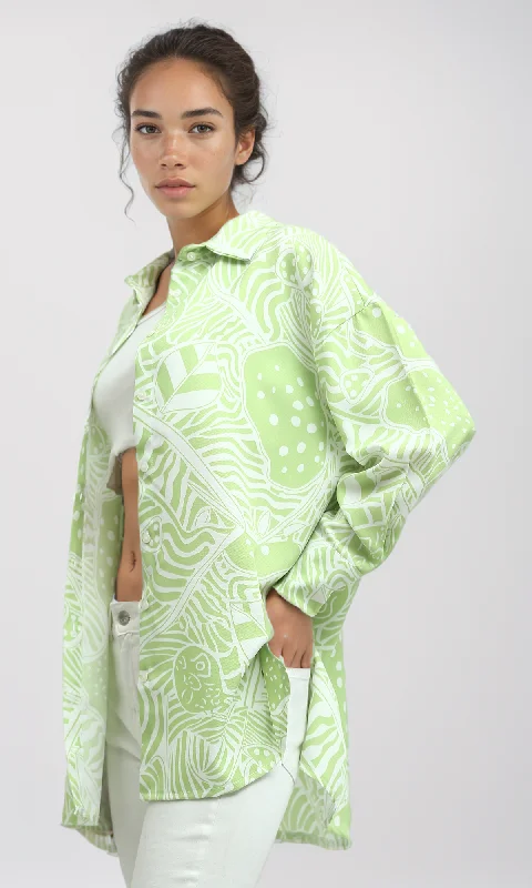 O193470 Summer Fashionable Long Sleeve Shirt - Light Green