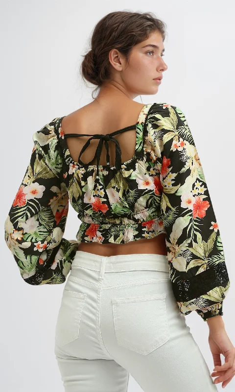 O193475 Off-Shoulder Top Summer Floral - Multicolor