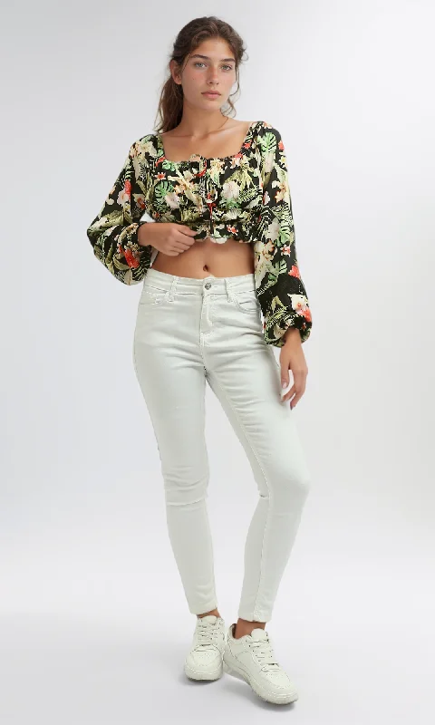 O193475 Off-Shoulder Top Summer Floral - Multicolor