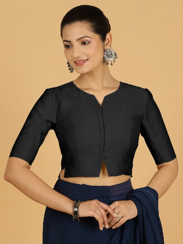 Rekha x Rozaana | Long Saree Blouse in Raven Black