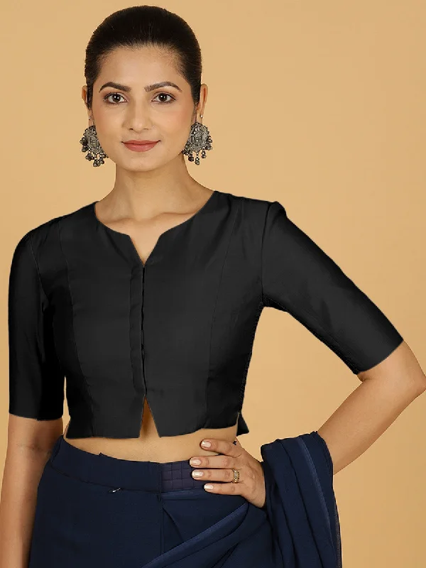 Rekha x Rozaana | Long Saree Blouse in Raven Black