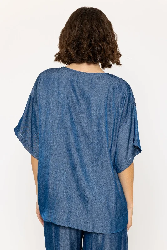 Short Sleeve Chambray Oversized Top